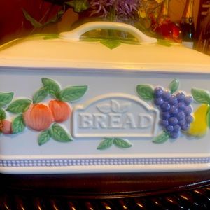 Beautiful Vintage Ceramic Bread Box, Made in Portugal
